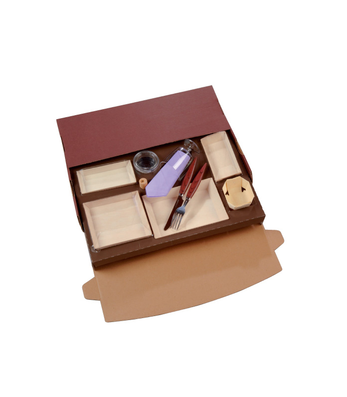 Insert carton marron pour vaisselle "Samourai" et "Klarity"  410x270mm H25mm - 25Pcs