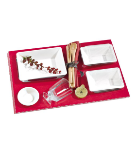 Insert carton rouge pour vaisselle "Eco-Design"  410x270mm H25mm - 25Pcs