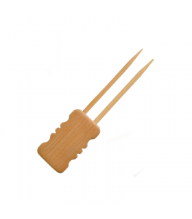 Pique bambou Mbola double branches avec une extrémité en bloc en bambou 100 -24Pcs