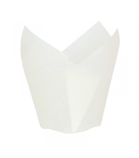 Caissette de cuisson forme tulipe en papier blanc siliconé  H60mm -120Pcs