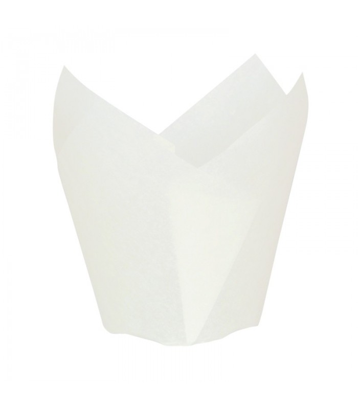 Caissette de cuisson forme tulipe en papier blanc siliconé  H60mm -120Pcs