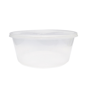 Boite plastique PP ronde transparente avec couvercle  H102mm 3000ml -25Pcs