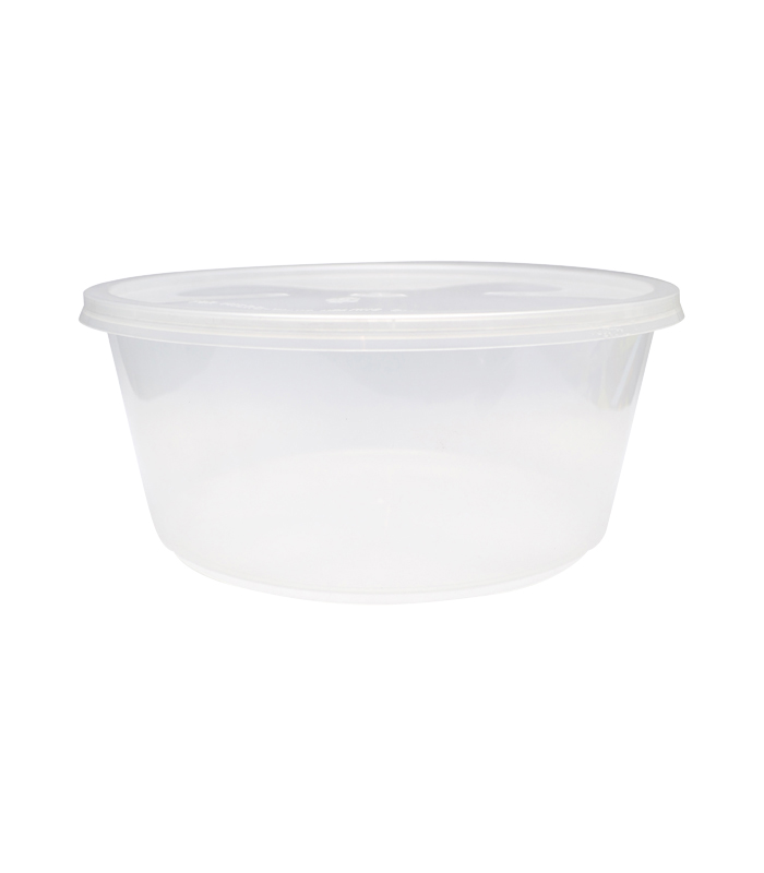 Boite plastique PP ronde transparente avec couvercle  H102mm 3000ml -25Pcs