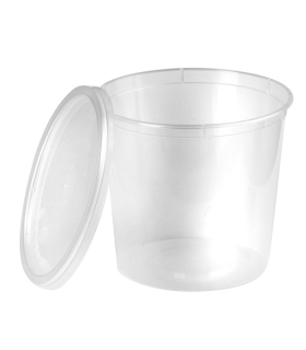 Boite plastique PP ronde transparente avec couvercle  H125mm 870ml -250Pcs