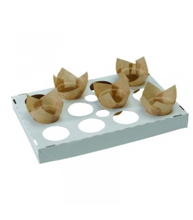 Plateau cuisson en papier alvéolé avec 12 trous de 4,8 cm 287x192mm H30mm -100Pcs