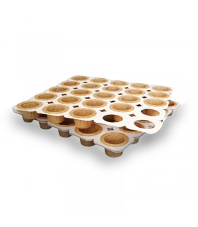 Plateau cuisson carton avec 25 moules mini cake en papier noir alvéolé 285x285mm H25mm -50Pcs