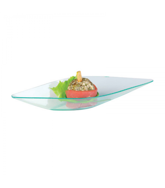 Mise en bouche plastique PS vert transparente forme diamant "Eleni" 130x41mm H20mm 15ml -24Pcs