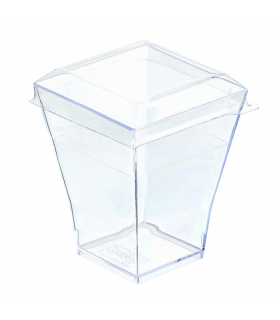 Couvercle Taiti plat et carré transparent en plastique PET 46x46mm H10mm -200Pcs