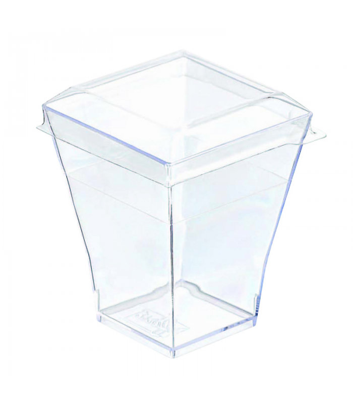 Couvercle Taiti plat et carré transparent en plastique PET 46x46mm H10mm -200Pcs