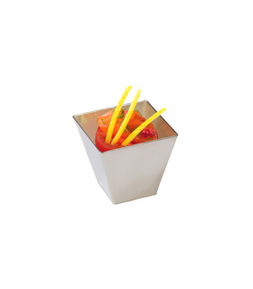 Verrine plastique PS argentée carrée "Rimbo"  50x50mm H45mm -100Pcs