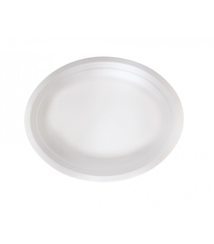 Assiette ovale blanche en pulpe 255x320mm H25mm -25Pcs