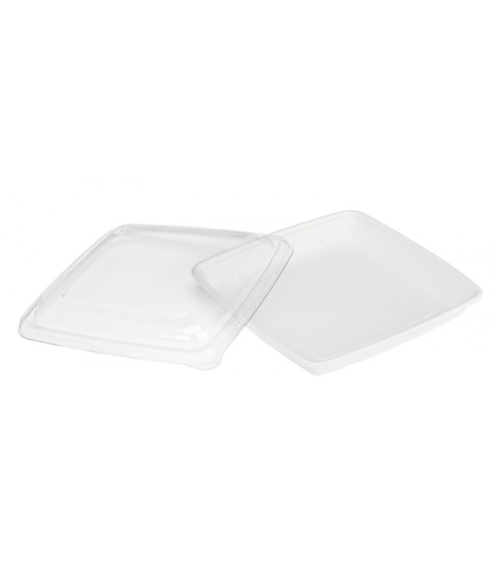 Saladier carré blanc en pulpe  235x235mm H28mm 1000ml -25Pcs