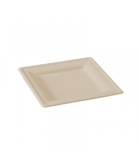 Assiette carrée brune en pulpe  200x200mm -25Pcs