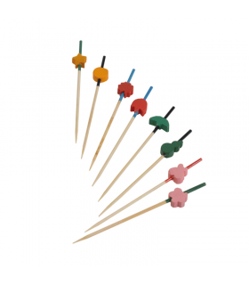 Pique bambou avec une extrémité décors et couleurs assortis   H90mm -100Pcs