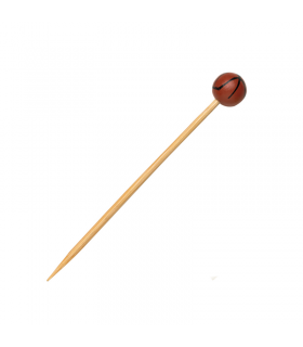 Pique bambou avec une extrémité décor basketball   H120mm -100Pcs