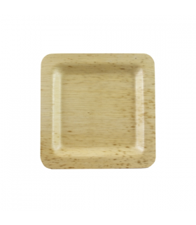 Assiette carrée en feuille de bambou "Zebra" 150x150mm H10mm -10Pcs