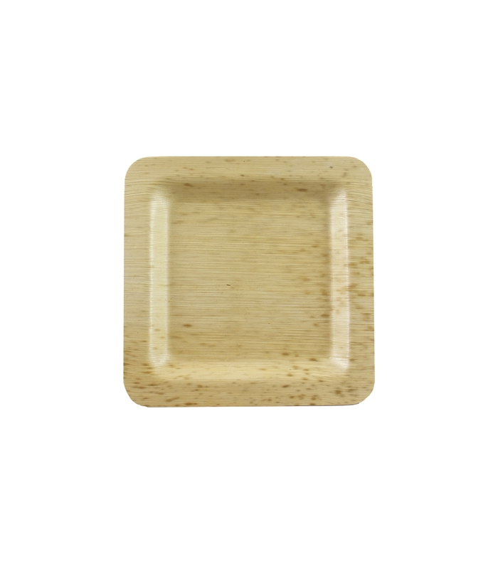 Assiette carrée en feuille de bambou "Zebra" 150x150mm H10mm -10Pcs