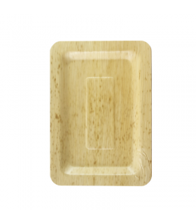 Assiette rectangulaire en feuille de bambou "Zebra" 200x140mm H10mm -10Pcs