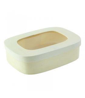Boite bois rectangulaire avec couvercle à fenêtre  188x130mm H50mm 800ml -25Pcs