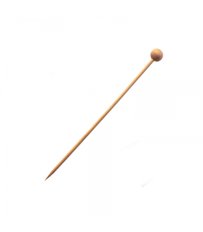 Pique bambou avec une extrémité décor boule nature  140 -100Pcs