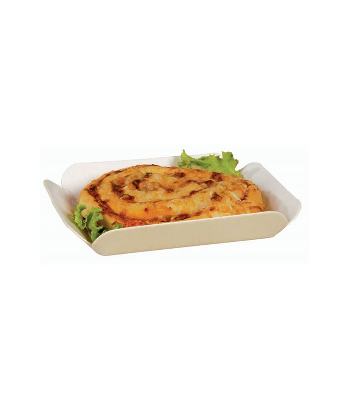 Barquette bois thermoformée avec film papier  165x130mm H30mm -400Pcs