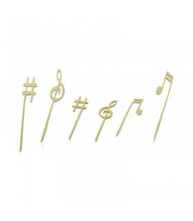 Pique bambou avec une extrémité décor musique   H120mm -100Pcs