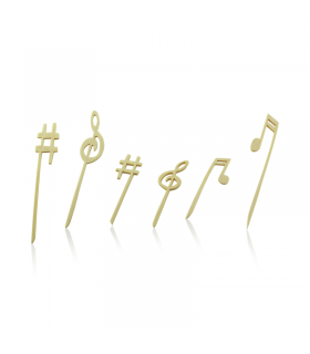 Pique bambou avec une extrémité décor musique   H90mm -100Pcs