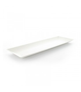Assiette rectangulaire blanche en pulpe "BioNChic" 270x90mm -100Pcs