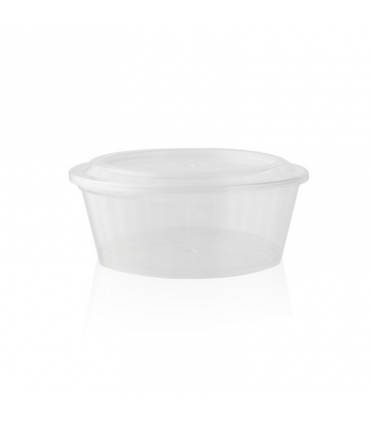 Pot à sauce rond en plastique PS cristal  H47mm 270ml -100Pcs Pot à sauce rond en plastique PS cristal  H47mm 270ml -100Pcs