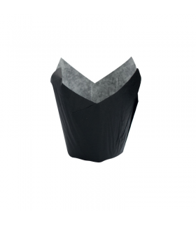 Caissette de cuisson forme tulipe en papier noir ingraissable   H90mm -60Pcs