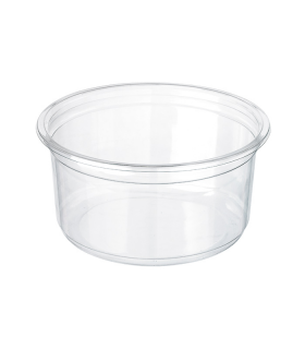 Pot Deli rond plastique PET transparent avec couvercle rentrant  H61mm 350ml -25Pcs