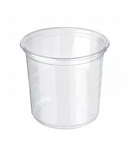 Pot Deli rond PET transparent avec couvercle rentrant  H141mm 960ml -25Pcs
