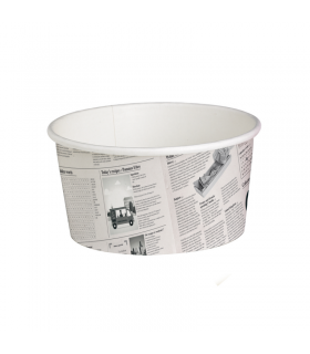 Pot "Deli" rond en carton décor journal   H87mm 600ml -50Pcs