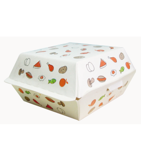 Boite burger carton imprimé 135x125mm H65mm -500Pcs