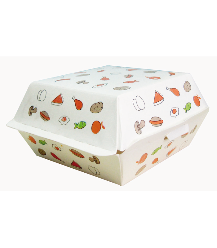 Boite burger carton imprimé 135x125mm H65mm -500Pcs