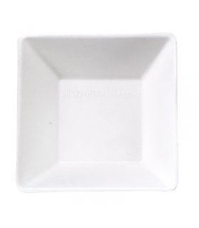 Assiette carrée blanche en pulpe   130x130mm H28mm 250ml -50Pcs
