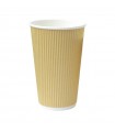 Gobelet Rippley en carton kraft ondulé beige à double paroi  H136mm 450ml -25Pcs