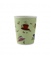 Gobelet en carton ondulé beige décor Tea Cup  H93,5mm 230ml -40Pcs