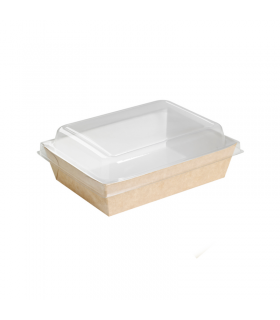 Panier à salade carton kraft brun ingraissable interieur blanc  220x170mm H40mm 850ml -200Pcs