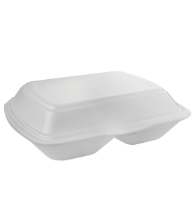 Coquille plastique PSE blanche 2 compartiments 210x245mm H72mm -50Pcs
