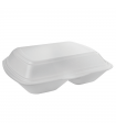 Coquille plastique PSE blanche 2 compartiments 210x245mm H72mm -50Pcs
