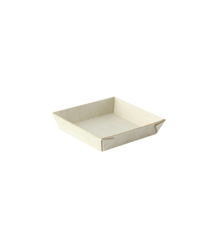 Barquette carrée en bois "Samouraï"  70x70mm H15mm -20Pcs