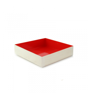 Boite bois intérieur rouge "Samouraï"  160x160mm H36mm -100Pcs