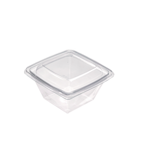 Saladier plastique PET carré transparent 160x160mm H70mm 750ml -100Pcs