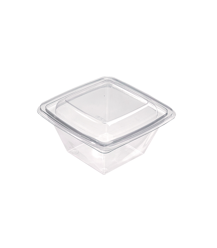 Saladier plastique PET carré transparent 160x160mm H70mm 750ml -100Pcs