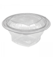 Saladier rond transparent PET avec couvercle attaché   H48mm 250ml -50Pcs