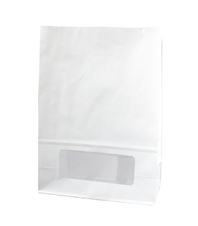 Sac bloomer papier blanc avec fenêtre 150x75mm H220mm -125Pcs