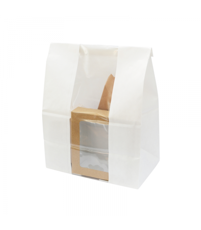 Sac SOS papier blanc avec fenêtre  180x110mm H265mm -125Pcs