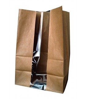 Sac SOS papier kraft brun avec fenêtre  180x110mm H265mm -125Pcs