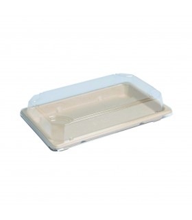 Barquette pulpe avec couvercle PS transparent "Itto"  216x135mm H40mm -50Pcs